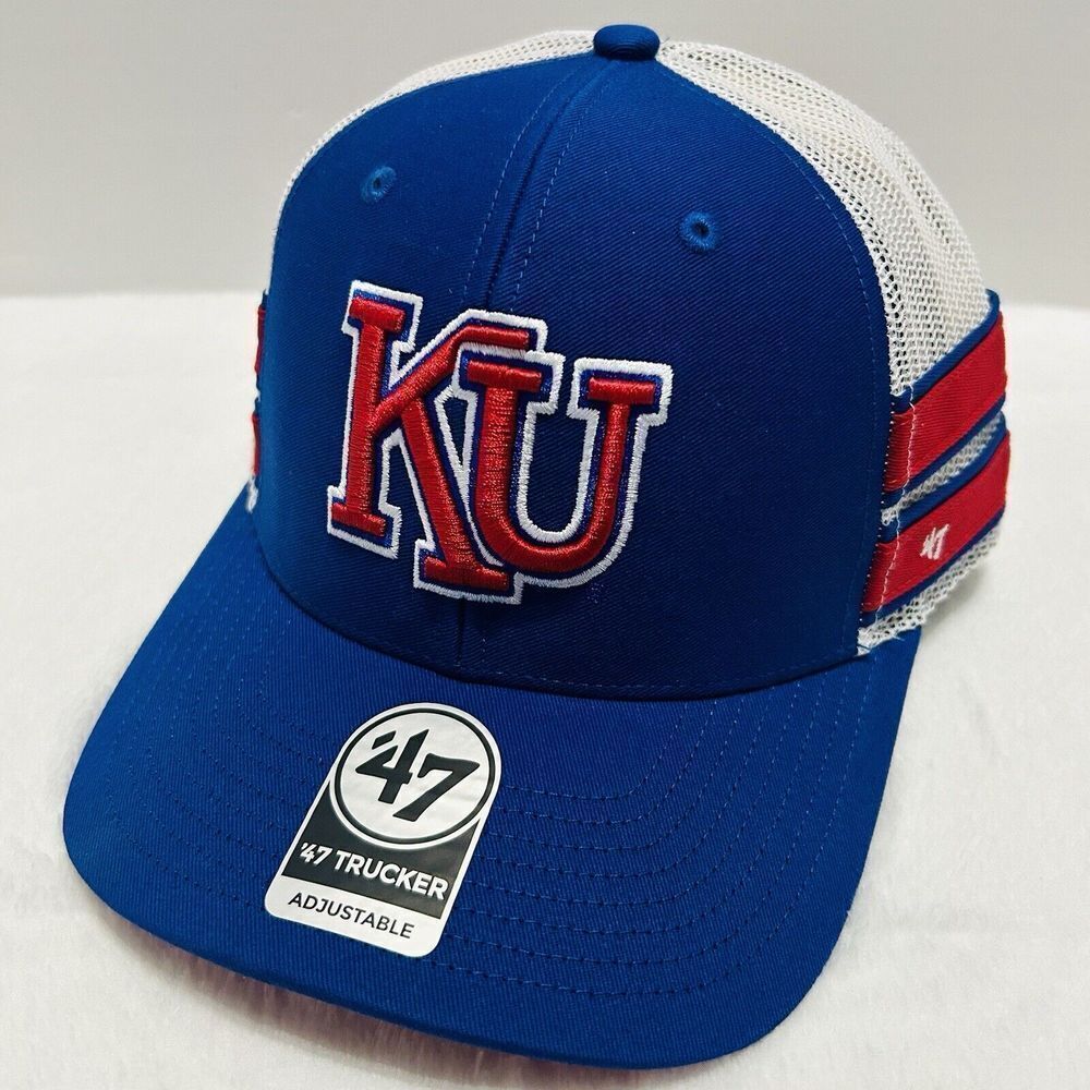 '47 Brand Kansas Jayhawks Vintage Straight Trucker Snapback Hat Adjustable Blue